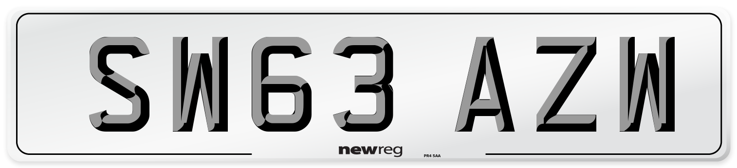 SW63 AZW Number Plate from New Reg